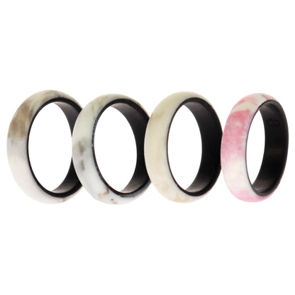 ROQ Silicone Wedding 2Layer Ring Set - Bordo-Marble
