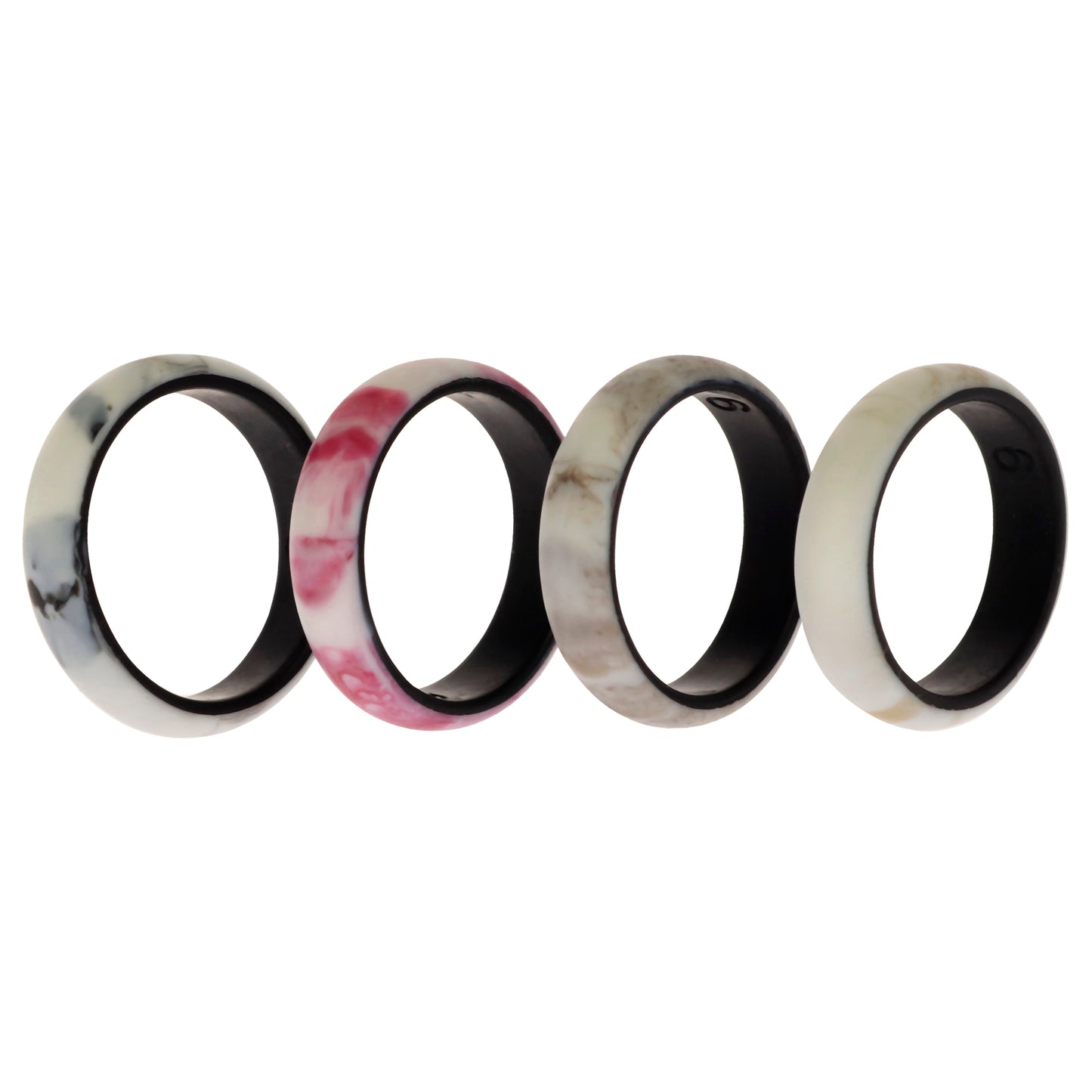 ROQ Silicone Wedding 2Layer Ring Set - Bordo-Marble