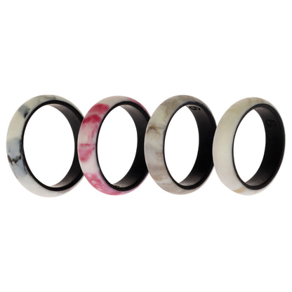 ROQ Silicone Wedding 2Layer Ring Set - Bordo-Marble
