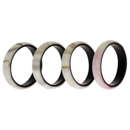 ROQ Silicone Wedding 2Layer Ring Set - Bordo-Marble