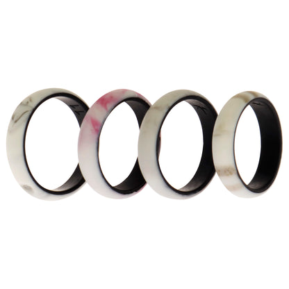 ROQ Silicone Wedding 2Layer Ring Set - Bordo-Marble