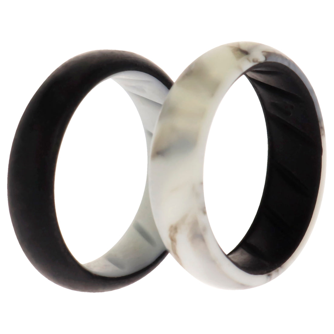 ROQ Silicone Wedding BR Solid Ring Set - Black-Marble
