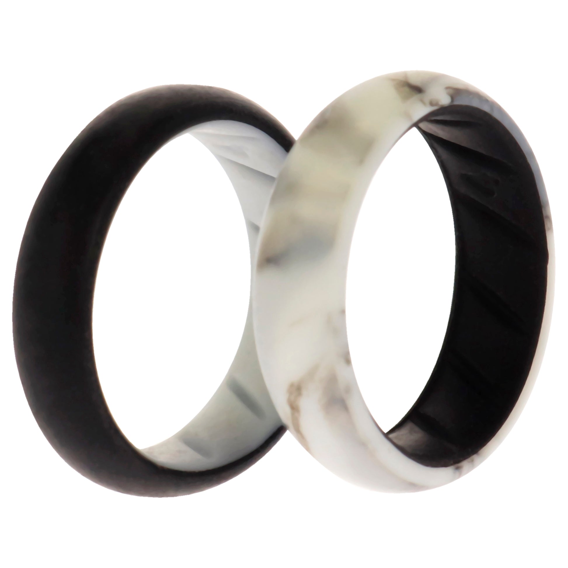 ROQ Silicone Wedding BR Solid Ring Set - Black-Marble