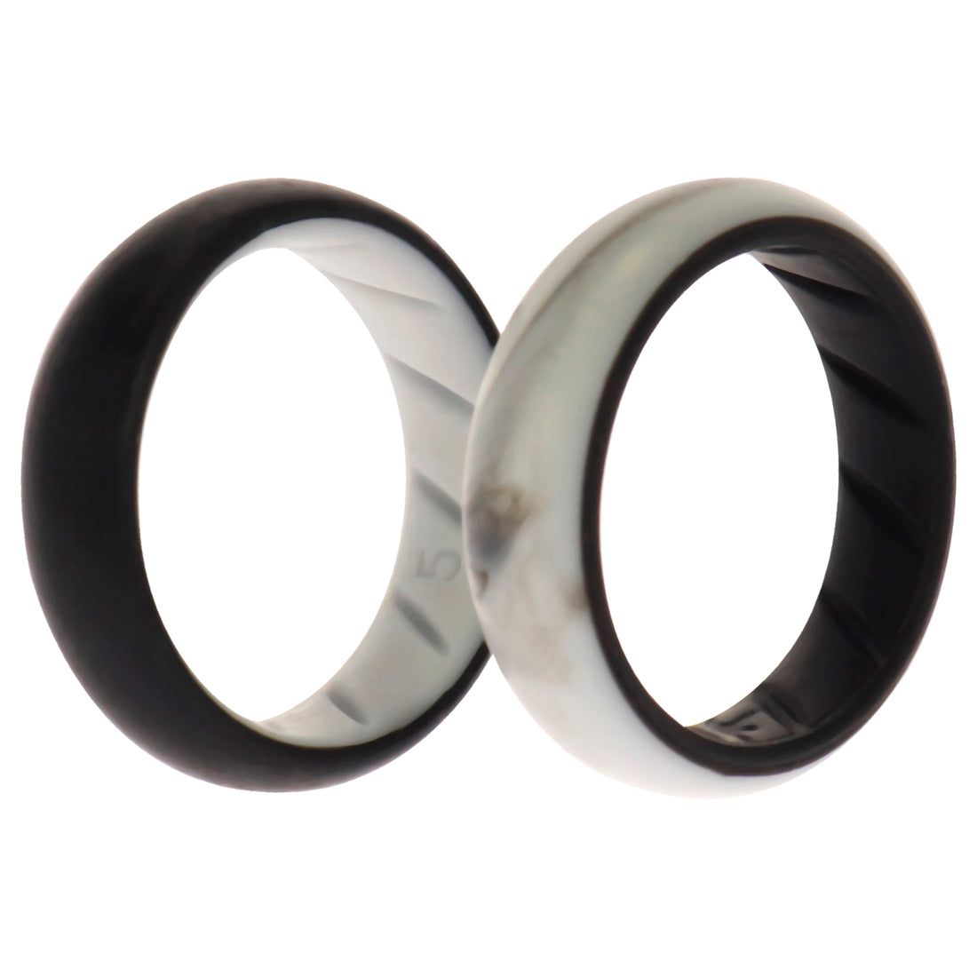 ROQ Silicone Wedding BR Solid Ring Set - Black-Marble