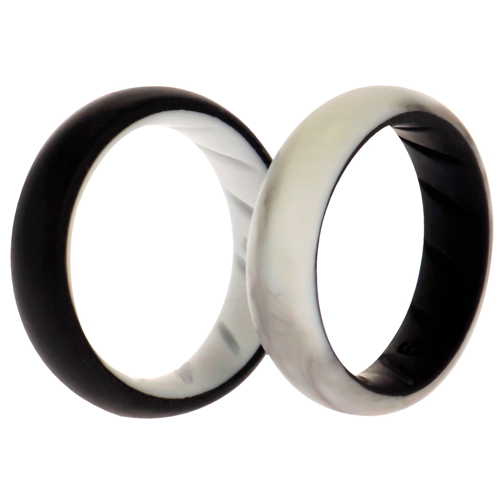 ROQ Silicone Wedding BR Solid Ring Set - Black-Marble