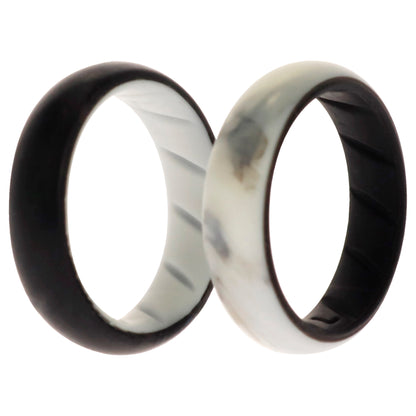 ROQ Silicone Wedding BR Solid Ring Set - Black-Marble