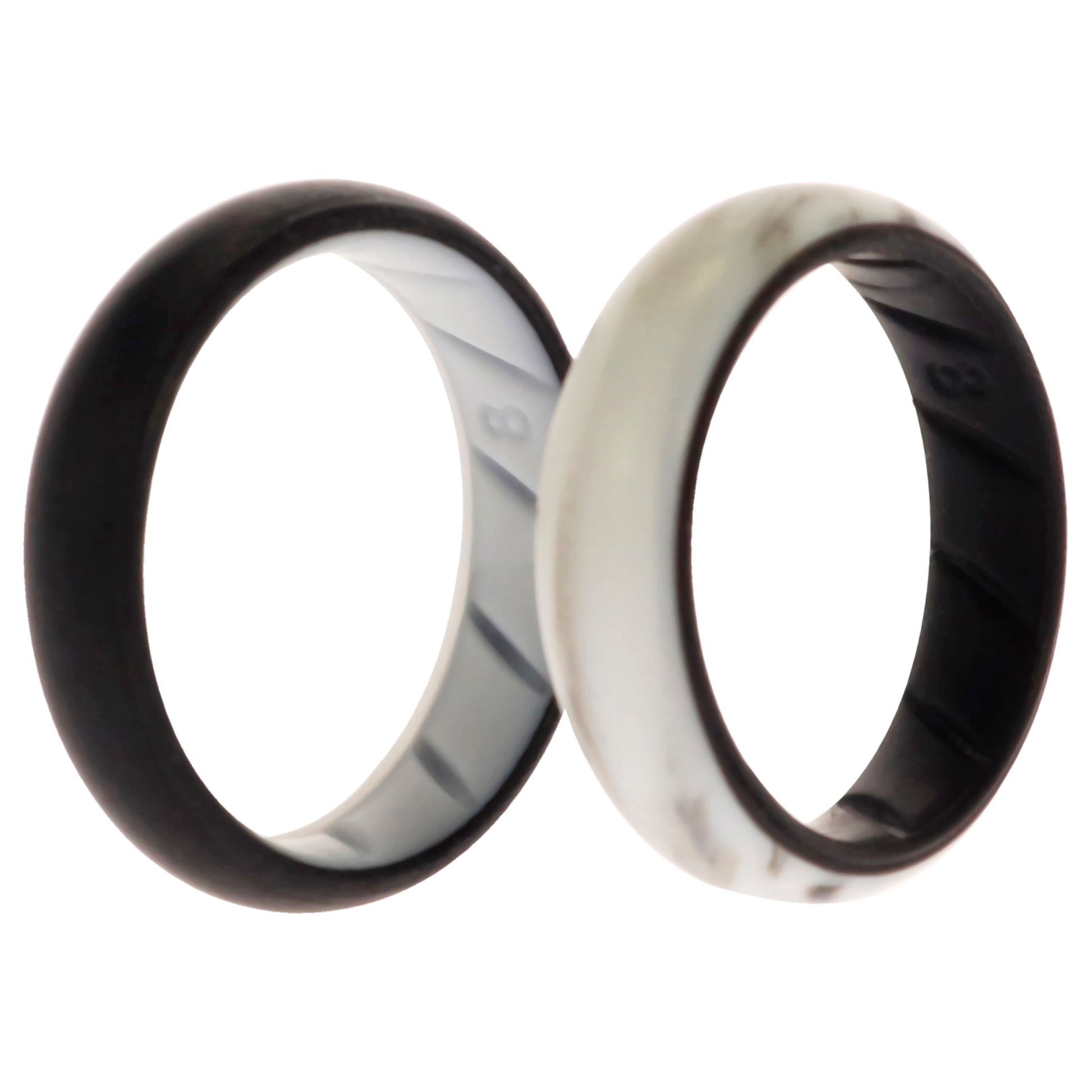 ROQ Silicone Wedding BR Solid Ring Set - Black-Marble