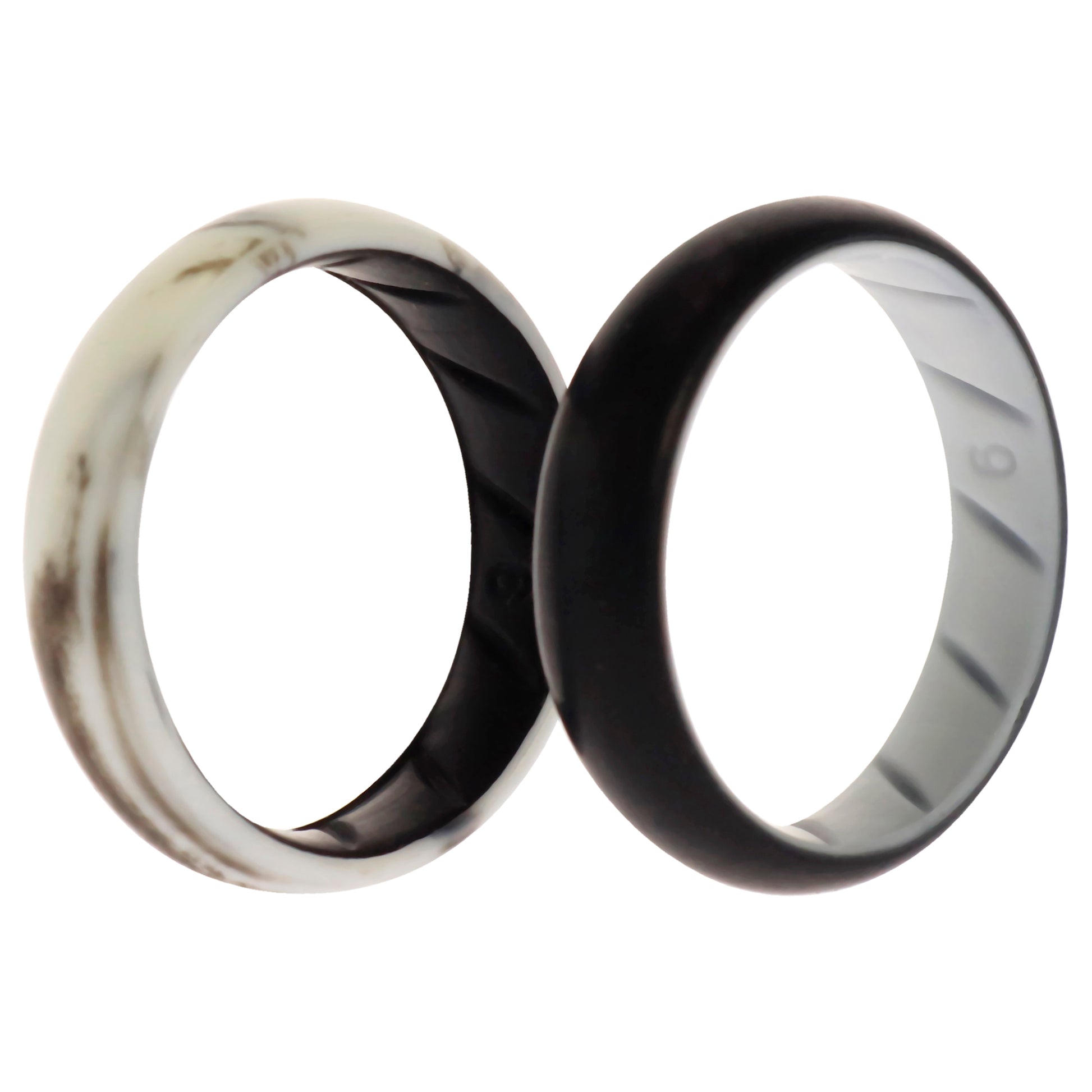 ROQ Silicone Wedding BR Solid Ring Set - Black-Marble