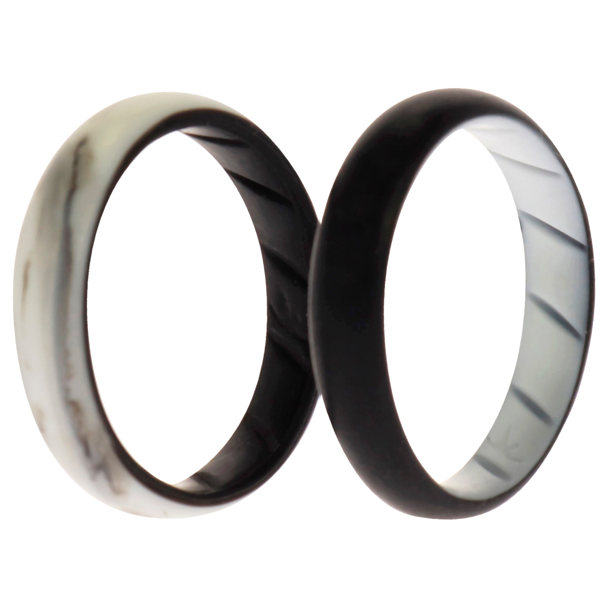 ROQ Silicone Wedding BR Solid Ring Set - Black-Marble