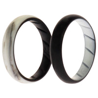 ROQ Silicone Wedding BR Solid Ring Set - Black-Marble