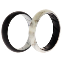 ROQ Silicone Wedding BR Solid Ring Set - Black-Marble