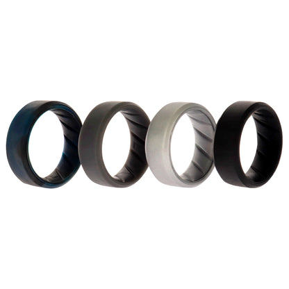 ROQ Silicone Wedding BR 8mm Edge Ring Set - Basic-Black-BlueC