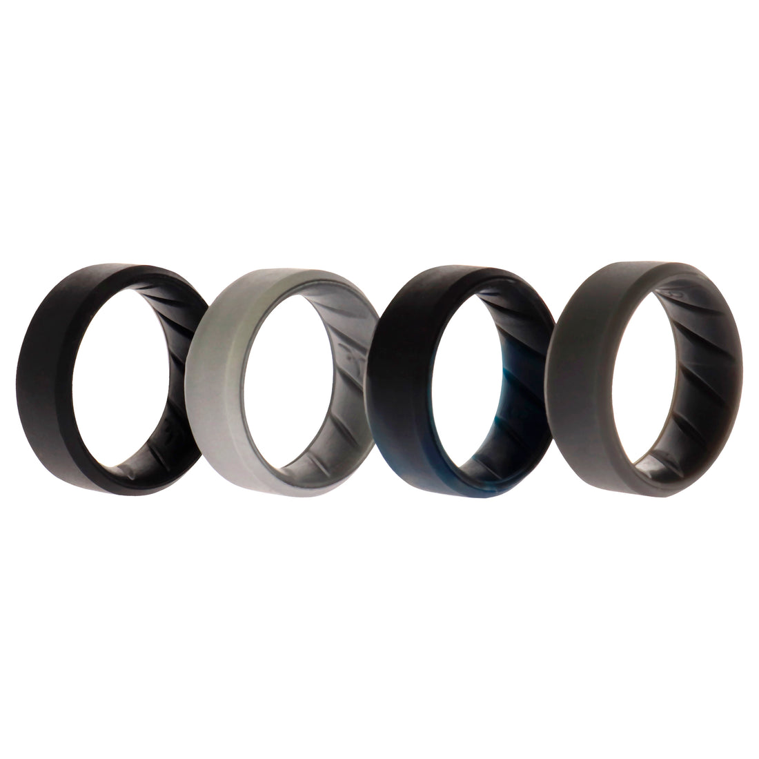 ROQ Silicone Wedding BR 8mm Edge Ring Set - Basic-Black-BlueC