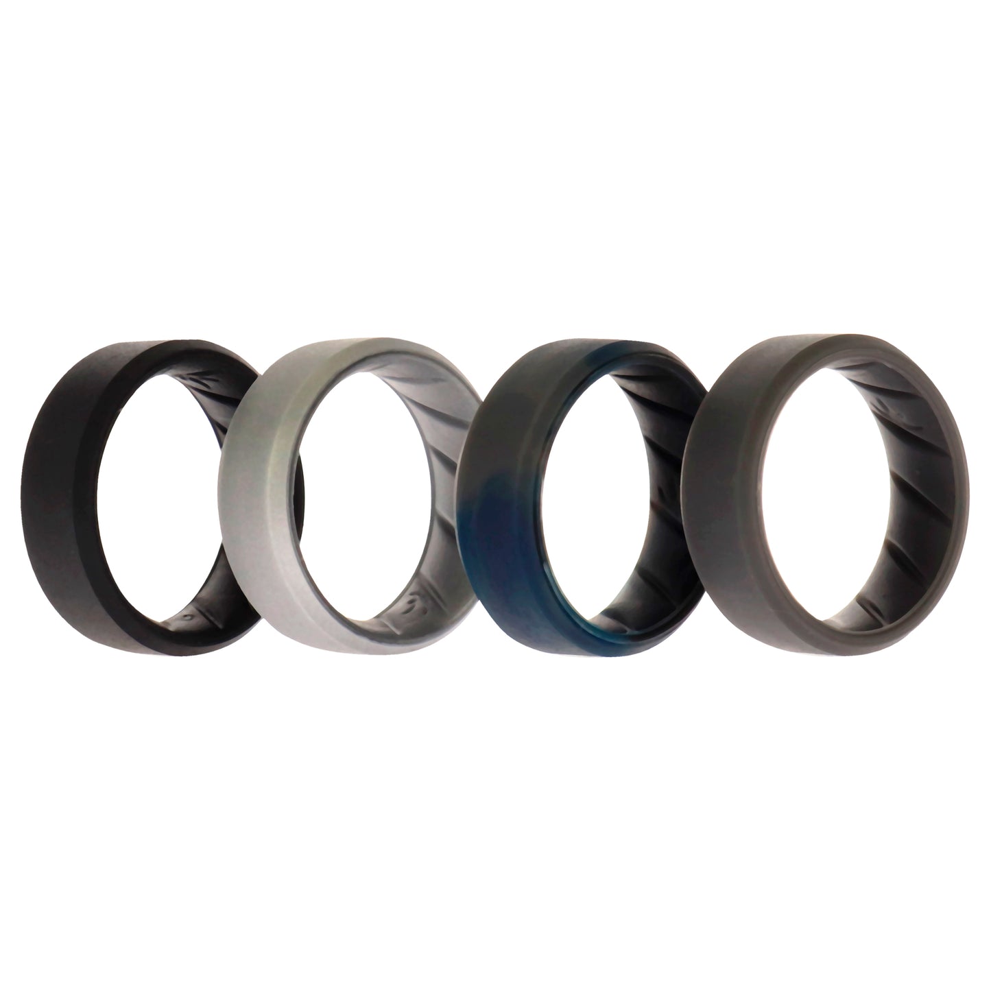 ROQ Silicone Wedding BR 8mm Edge Ring Set - Basic-Black-BlueC
