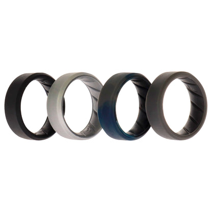 ROQ Silicone Wedding BR 8mm Edge Ring Set - Basic-Black-BlueC