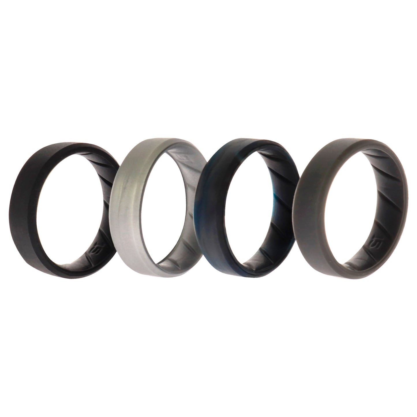 ROQ Silicone Wedding BR 8mm Edge Ring Set - Basic-Black-BlueC