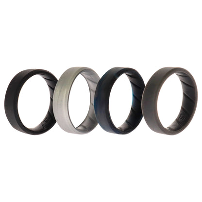 ROQ Silicone Wedding BR 8mm Edge Ring Set - Basic-Black-BlueC