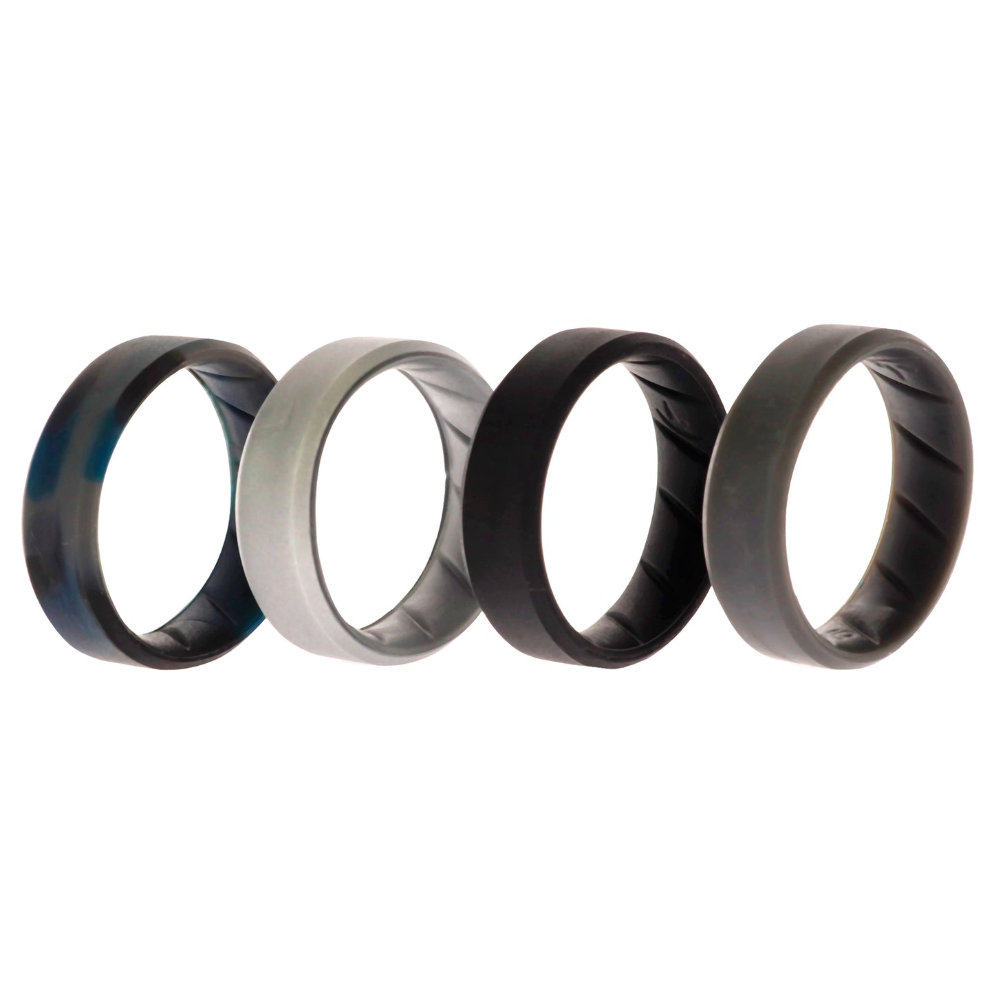 ROQ Silicone Wedding BR 8mm Edge Ring Set - Basic-Black-BlueC