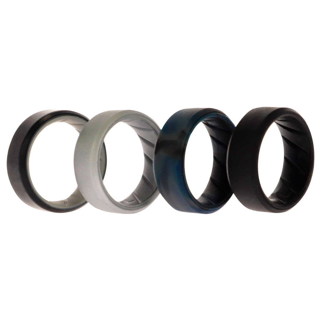 ROQ Silicone Wedding BR 8mm Edge Ring Set - Black-Blue-Camo