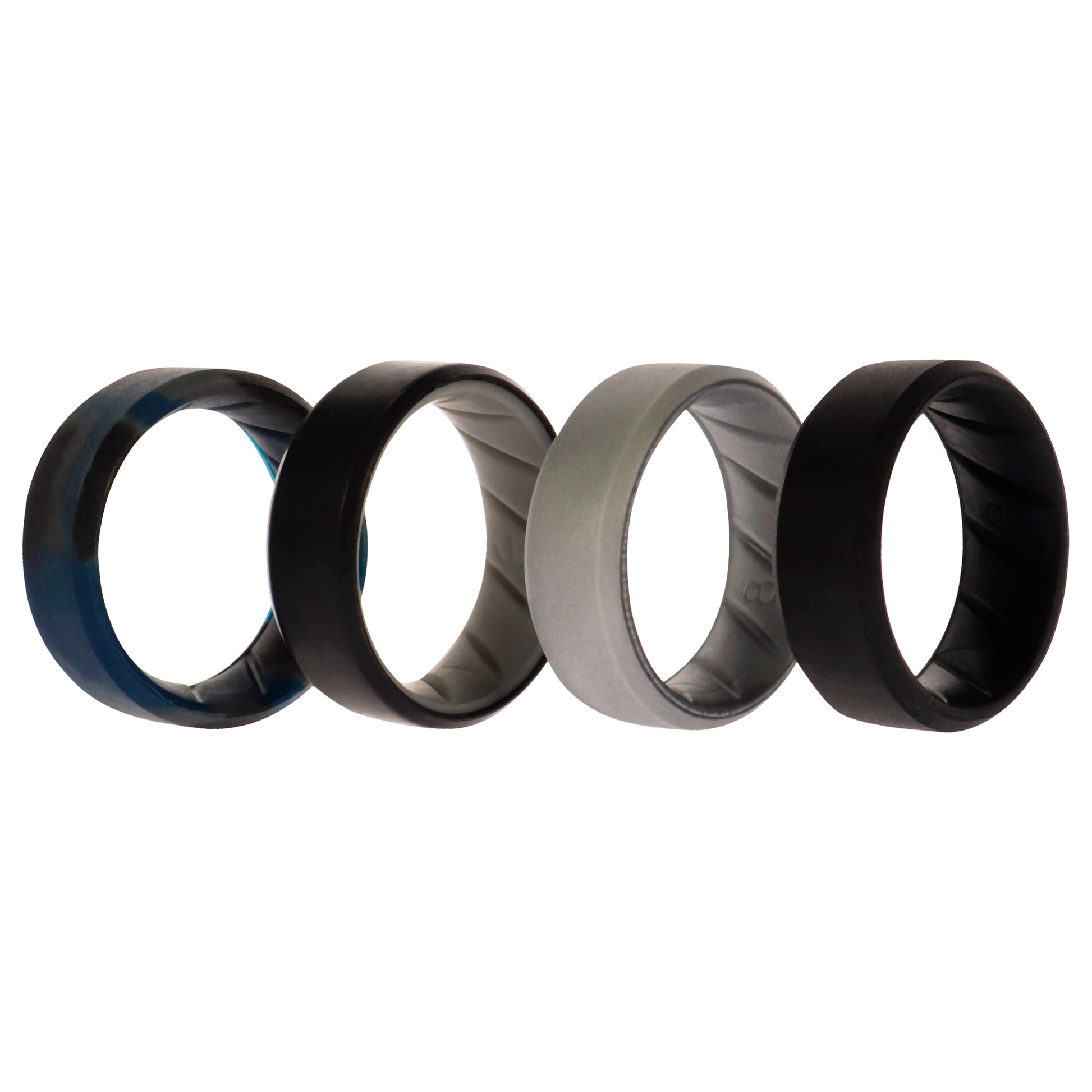 ROQ Silicone Wedding BR 8mm Edge Ring Set - Black-Blue-Camo