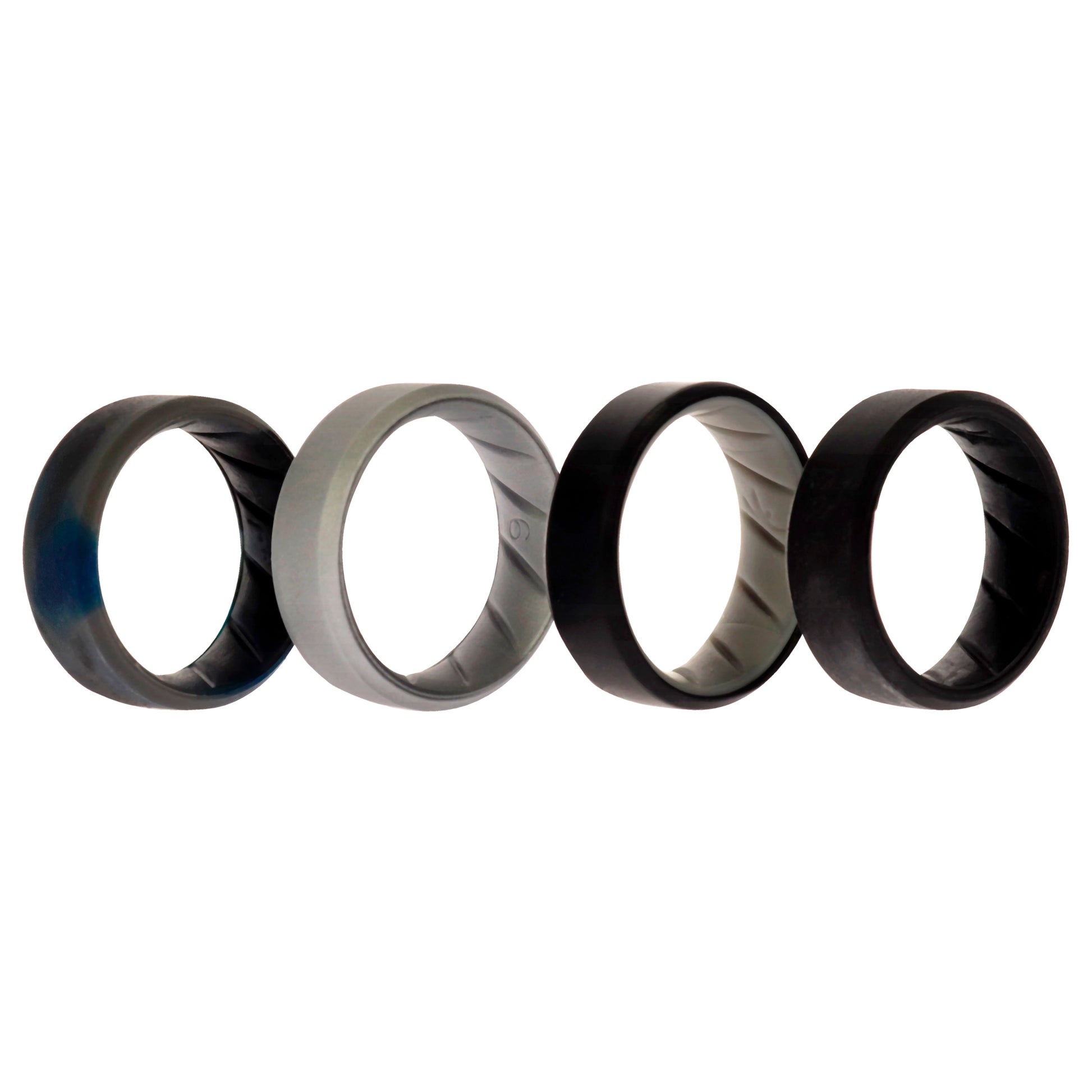 ROQ Silicone Wedding BR 8mm Edge Ring Set - Black-Blue-Camo