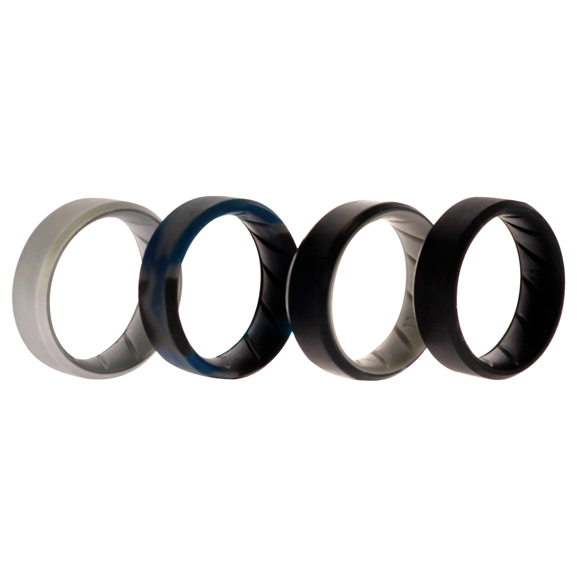 ROQ Silicone Wedding BR 8mm Edge Ring Set - Black-Blue-Camo
