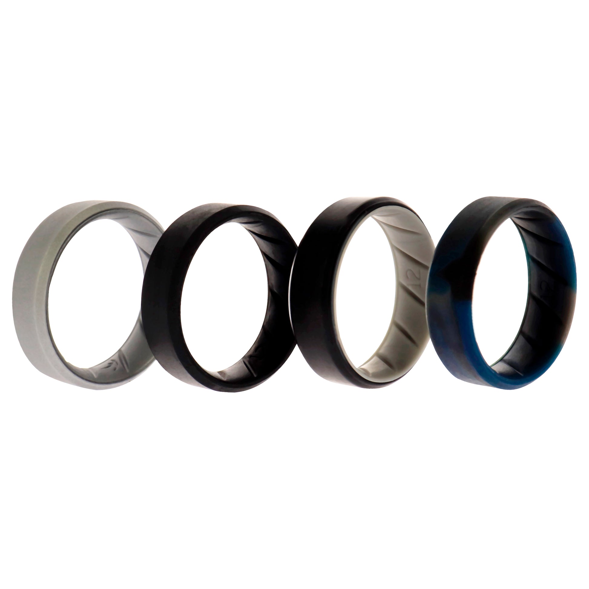 ROQ Silicone Wedding BR 8mm Edge Ring Set - Black-Blue-Camo