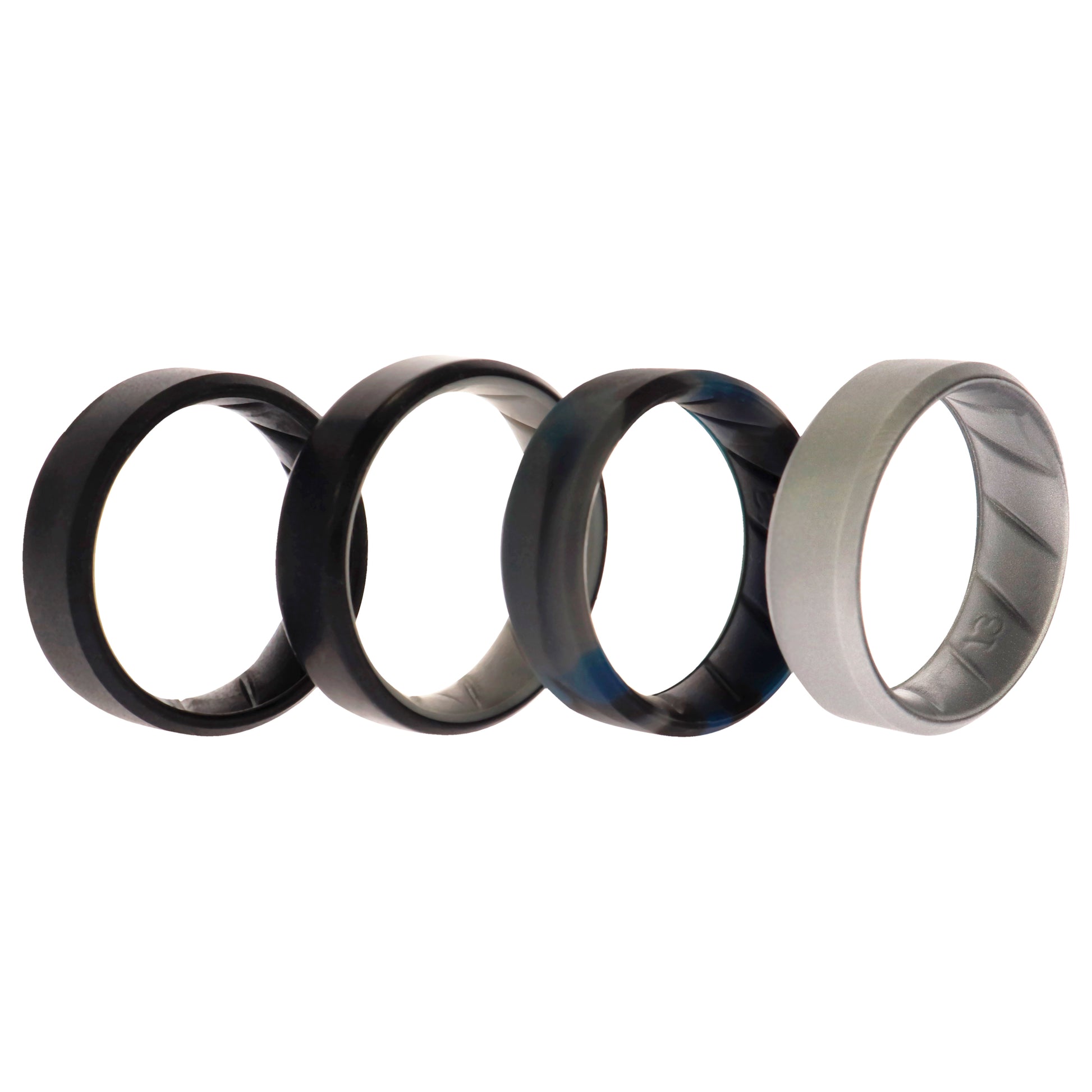 ROQ Silicone Wedding BR 8mm Edge Ring Set - Black-Blue-Camo