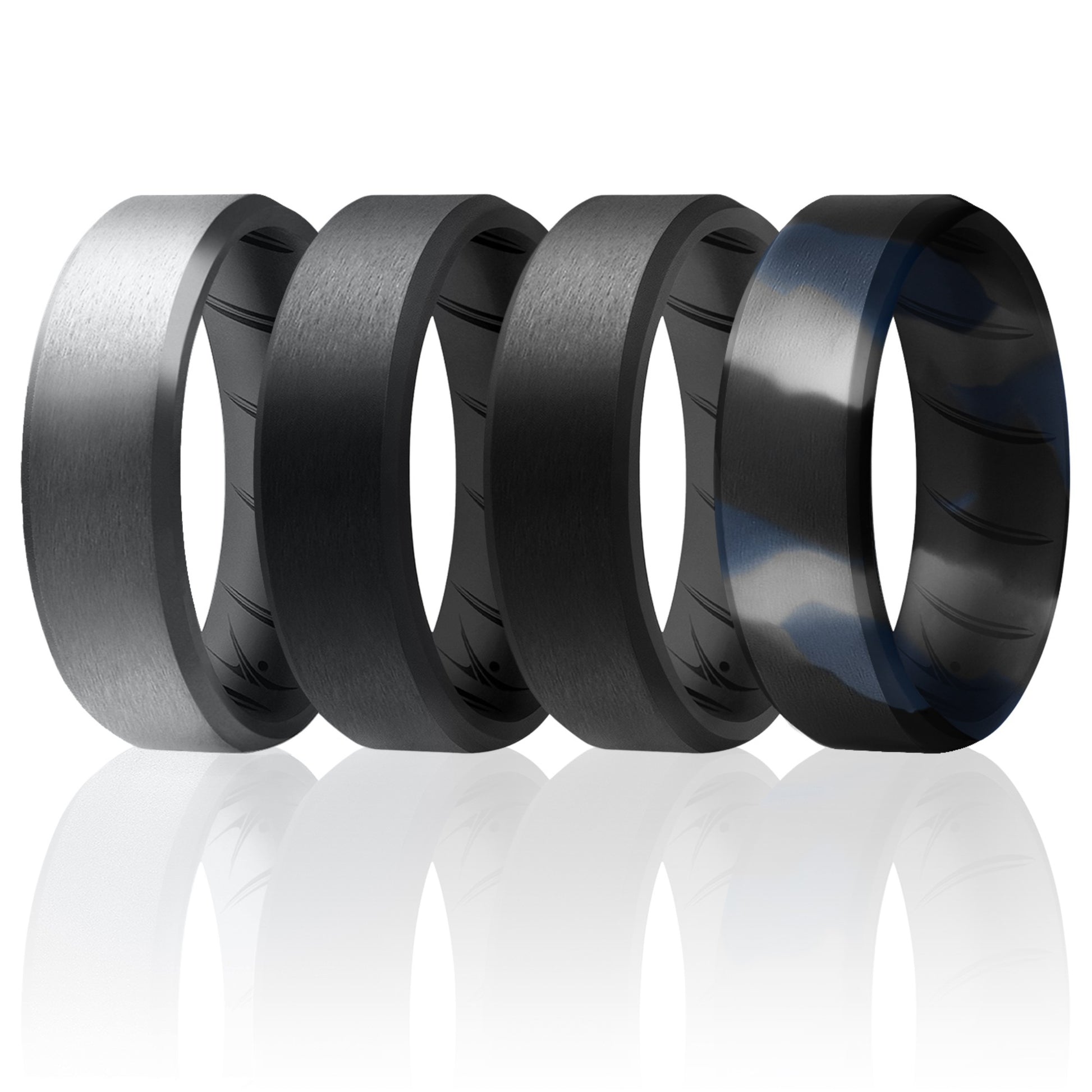 ROQ Silicone Wedding BR 8mm Edge Ring Set - Black-Blue-Camo