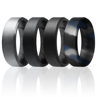 ROQ Silicone Wedding BR 8mm Edge Ring Set - Black-Blue-Camo