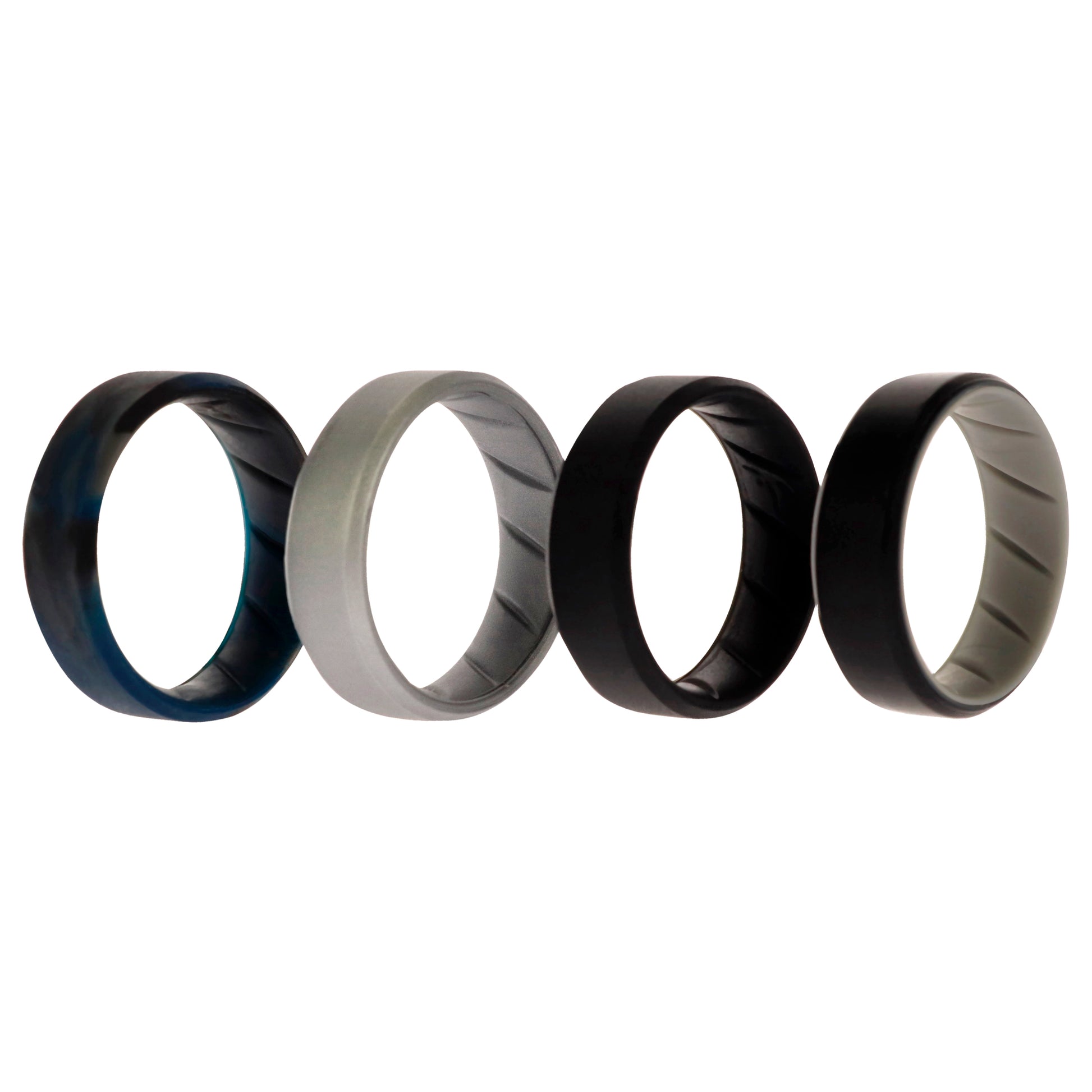 ROQ Silicone Wedding BR 8mm Edge Ring Set - Black-Blue-Camo