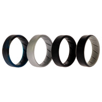 ROQ Silicone Wedding BR 8mm Edge Ring Set - Black-Blue-Camo