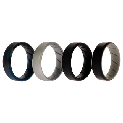 ROQ Silicone Wedding BR 8mm Edge Ring Set - Black-Blue-Camo