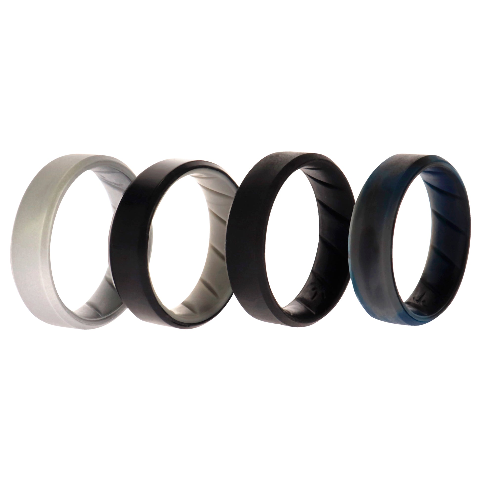ROQ Silicone Wedding BR 8mm Edge Ring Set - Black-Blue-Camo