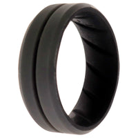 Silicone Wedding BR Middle Line Ring - Black-Grey