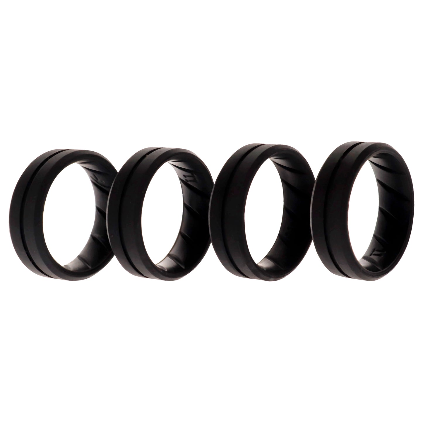 Silicone Wedding BR Middle Line Ring Set - Basic-Black