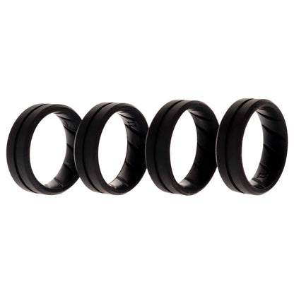 Silicone Wedding BR Middle Line Ring Set - Basic-Black
