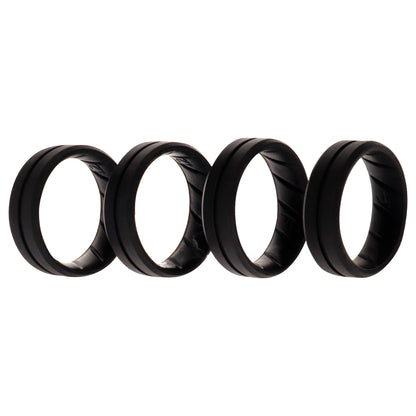 Silicone Wedding BR Middle Line Ring Set - Basic-Black