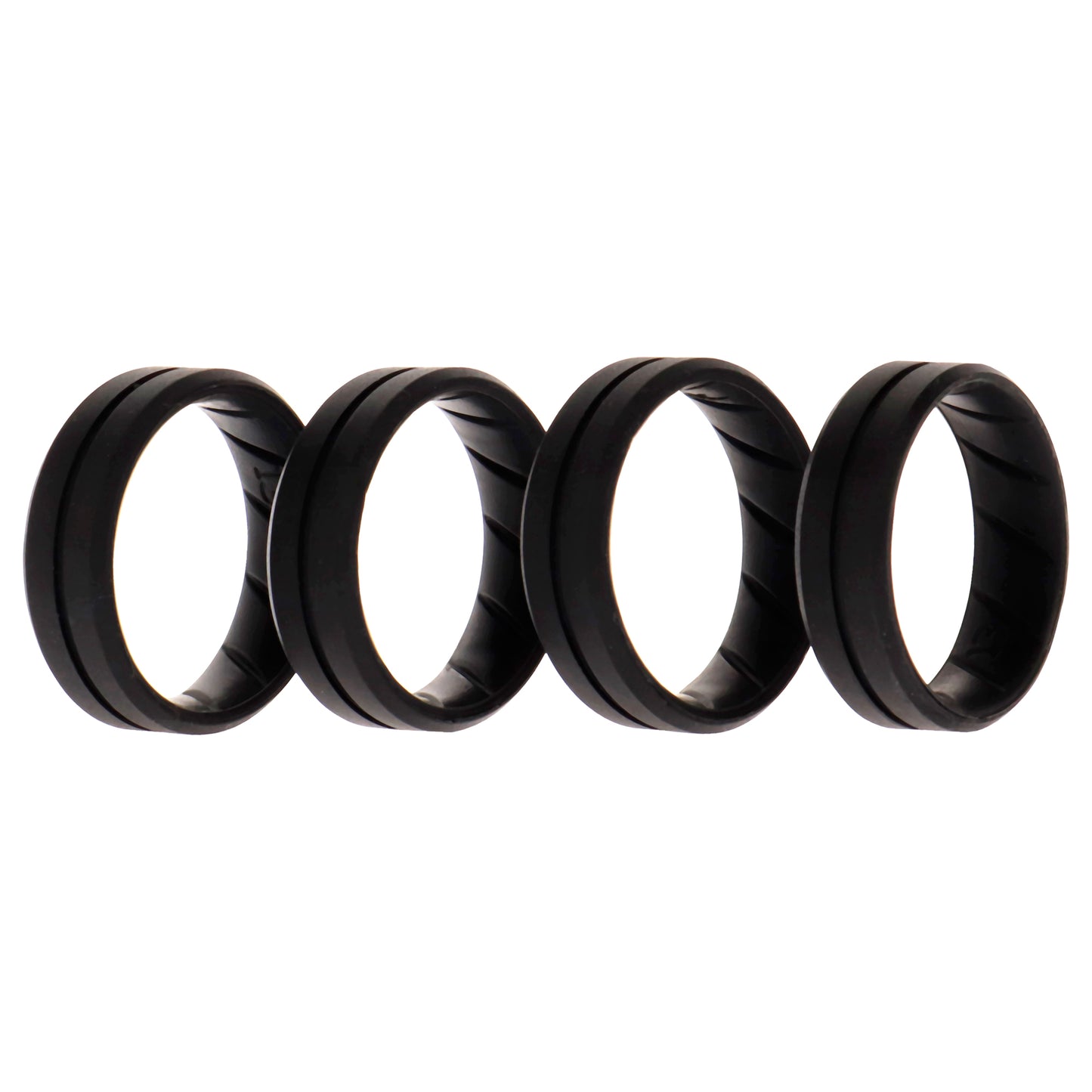 Silicone Wedding BR Middle Line Ring Set - Basic-Black