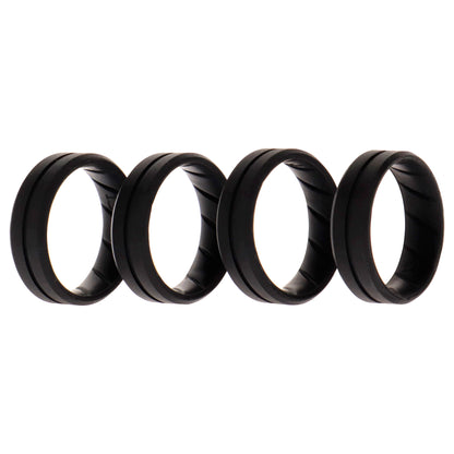 Silicone Wedding BR Middle Line Ring Set - Basic-Black