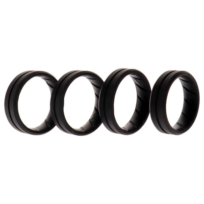 Silicone Wedding BR Middle Line Ring Set - Basic-Black