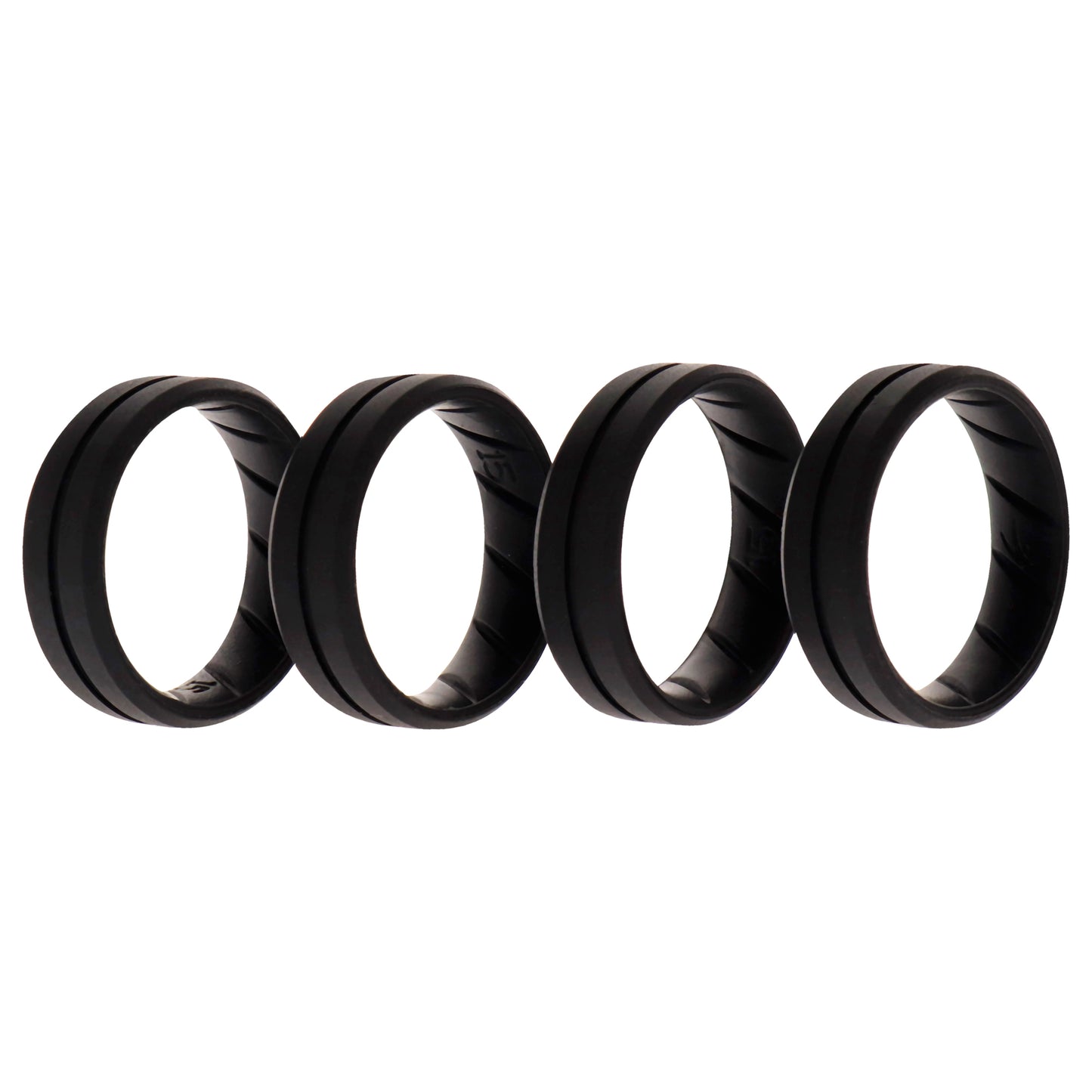 Silicone Wedding BR Middle Line Ring Set - Basic-Black
