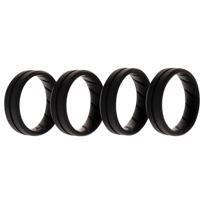 Silicone Wedding BR Middle Line Ring Set - Basic-Black