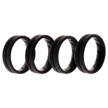 Silicone Wedding BR Middle Line Ring Set - Basic-Black