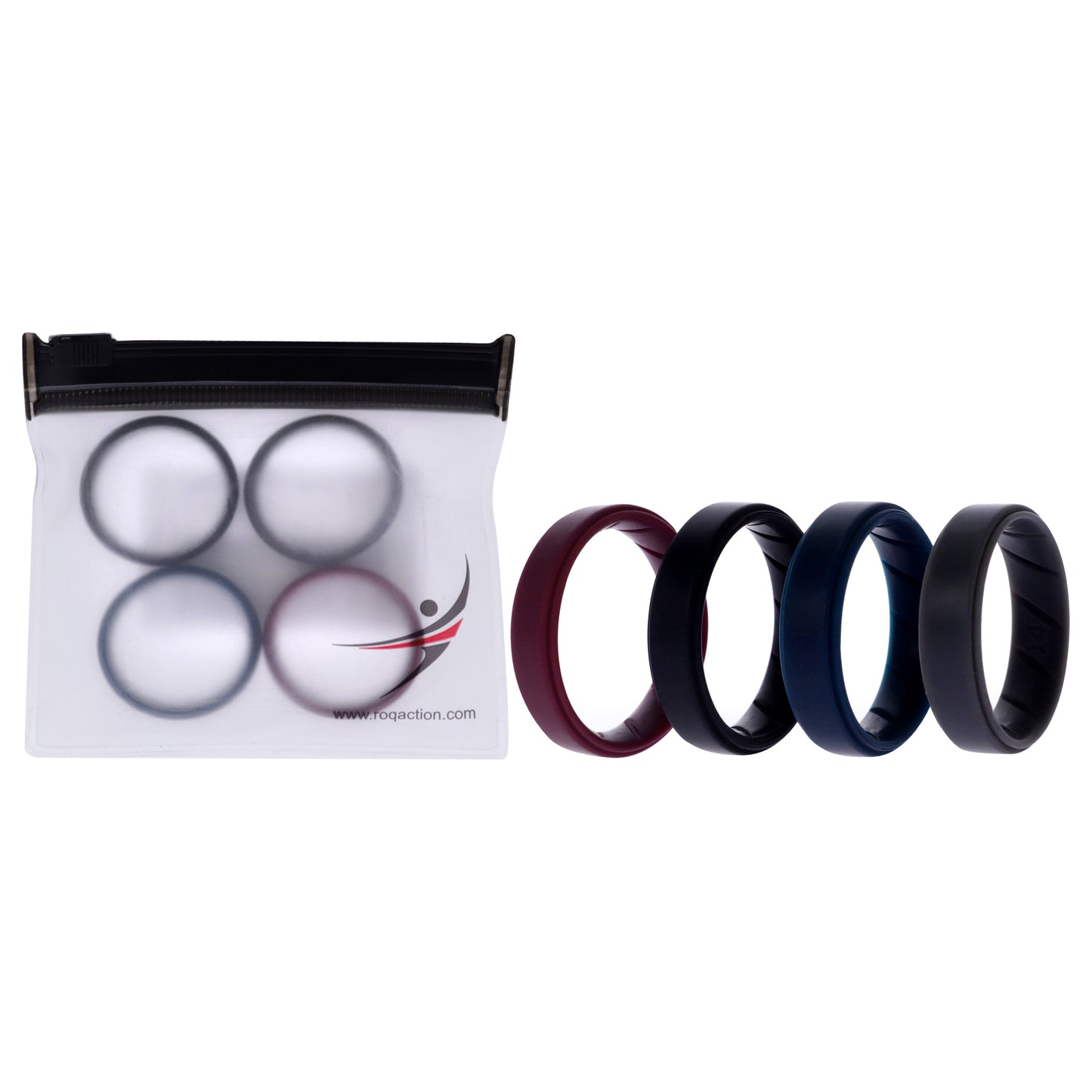 ROQ Silicone Wedding BR Step Ring Set - Basic-Bordo
