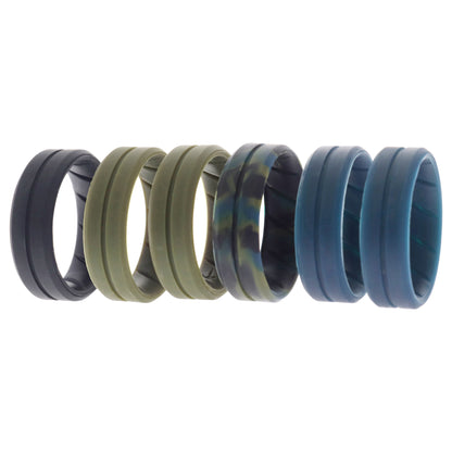 Silicone Wedding BR Step Ring Set - Basic-Olive