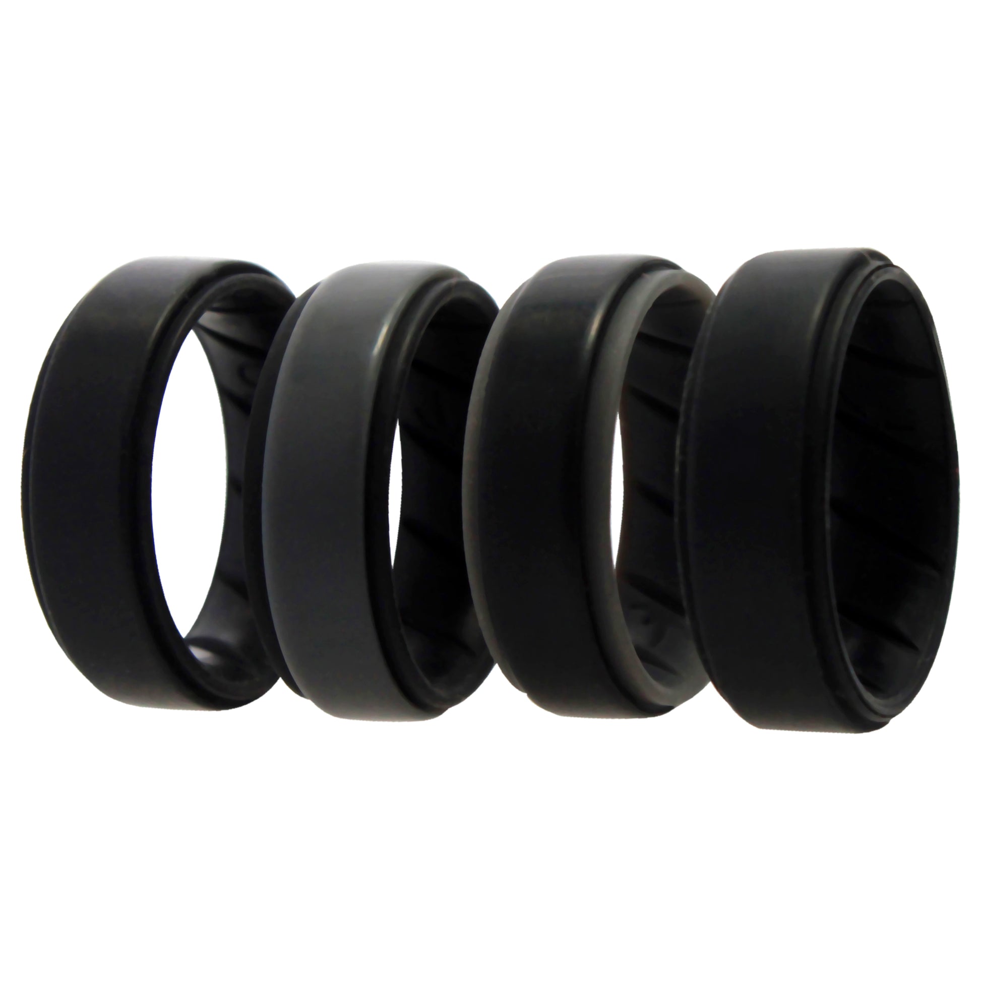 ROQ Silicone Wedding BR Step Ring Set - Black