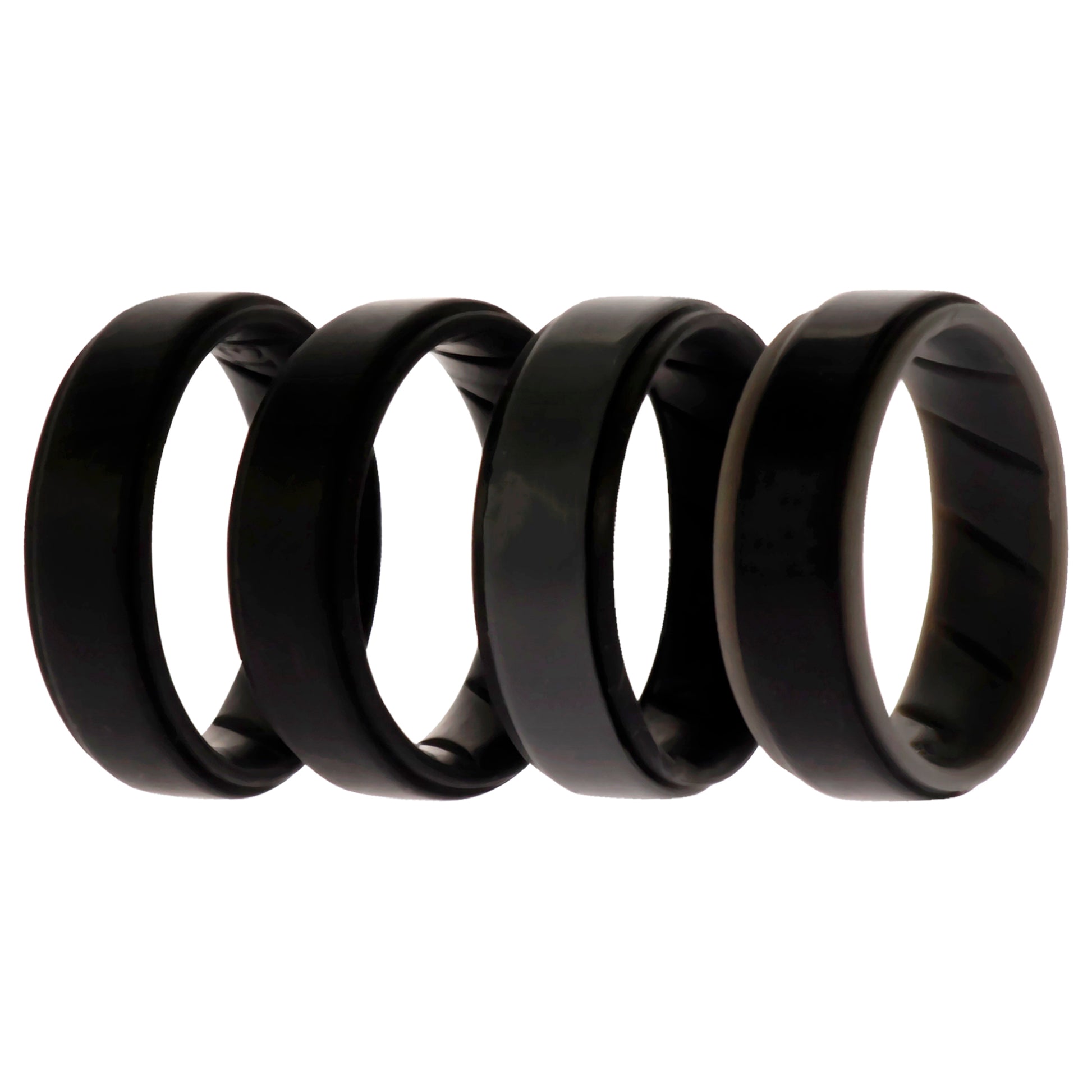 ROQ Silicone Wedding BR Step Ring Set - Black