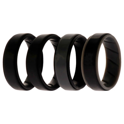 ROQ Silicone Wedding BR Step Ring Set - Black