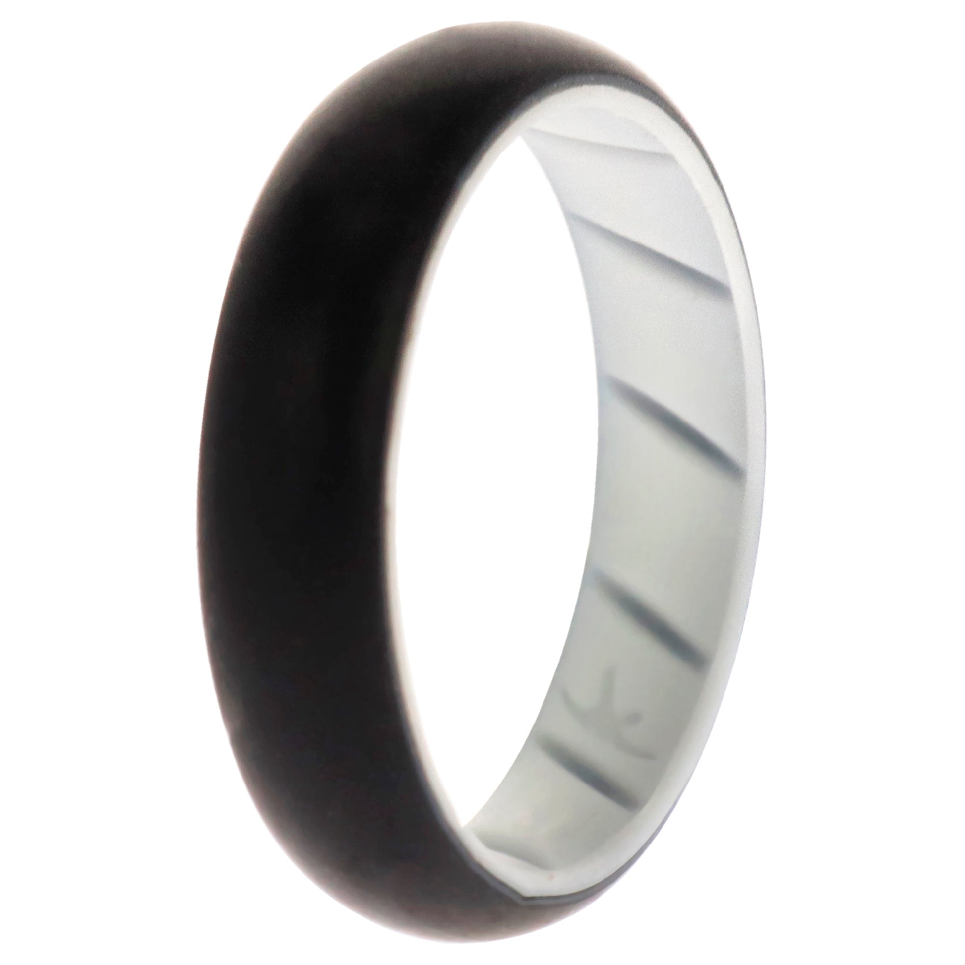 ROQ Silicone Wedding BR Solid Ring - White-Black